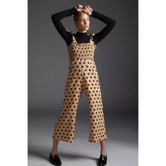 Faithfull The Brand Emelda Polka Dot Smocked Jumpsuit - Picture 1 of 9
